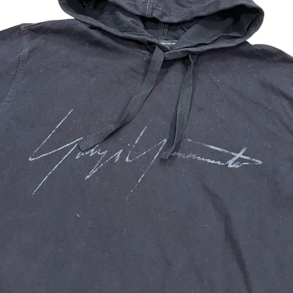 Y-3 Yohji Yamamoto Adidas Signature Logo Pullover Hoodie Black XS - Picture 4 of 6